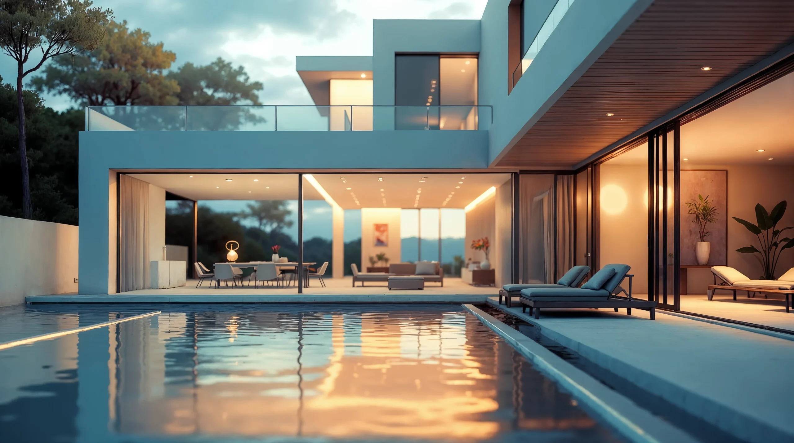 luxury-modern-home-with-pool-sunset